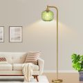 Green striped glass shade LED bulb floor lamp