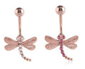 Rose Gold Çift Mücevherli Göbek Ringi Dragonfly