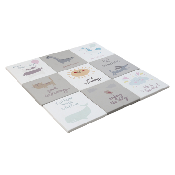60x60x4CM Square Grey and White EPE Foam Puzzle Printed Play Mat & Sleep Mat for Babies