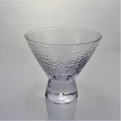 Hammer Embossed Crystal Cocktail Stemless Martini Glass
