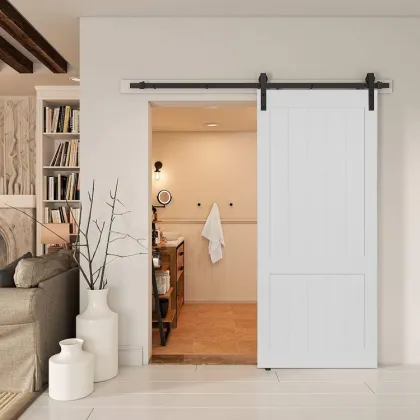 White MDF Sliding Barn Doors for Contemporary Wardrobe Closets