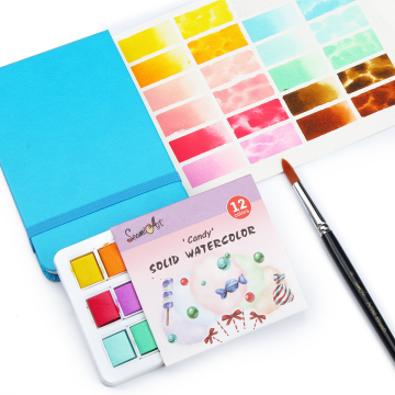 12 Colors Solid Watercolor Travel Set