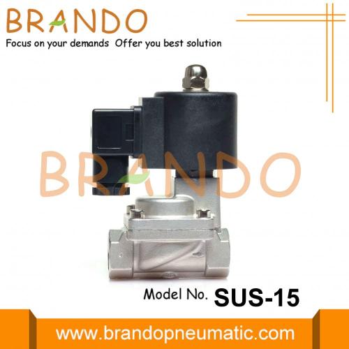 Válvula solenoide de acero inoxidable NC de 2 vías de 1/2 &#39;&#39;