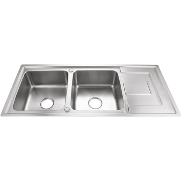High Quality 304 Stainless Steel Double Bowl Kitchen Sink with Brushed Finish, Drainers, and Undermount Installation