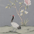 Crane Dark grey hand-painted wallpaper