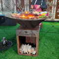 Outdoor kitchen charcoal corten grill