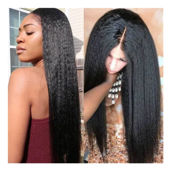 Luxury Lsy Hair Yaki Straight Lace Wigs 100 Virgin Human Hair Wig Kinky Straight Full Lace Front Wig Vendor For Black Women
