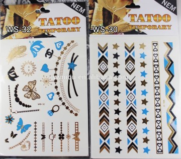 Temporary Feature metallic temporary tattoo body tatoo stickers