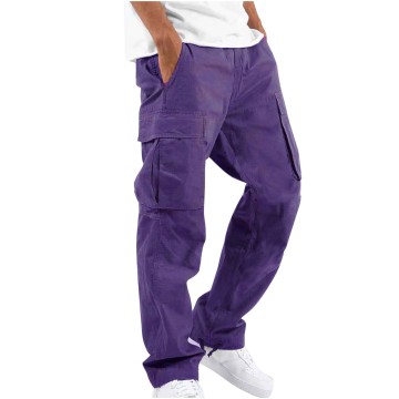 Elastic Waist Vintage Cargo Pants with Multiple Pockets