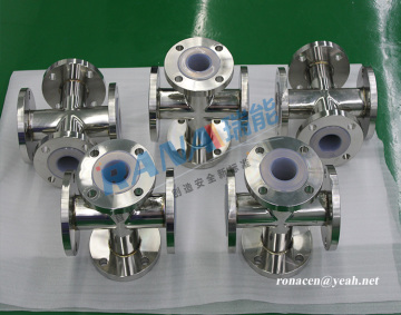 PFA Lined four way Pipe fittings