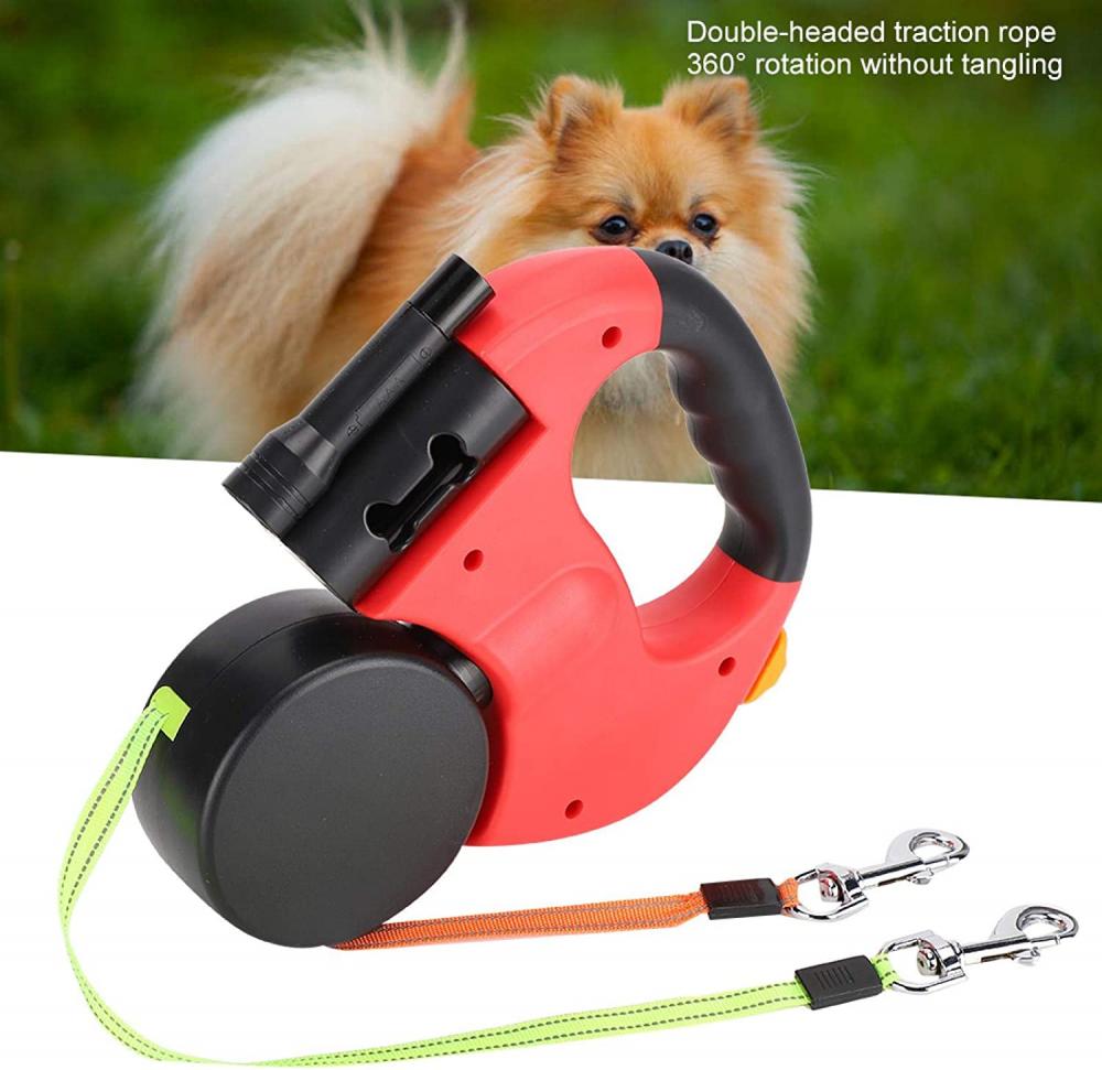 LED Retractable Dog Leash Double-headed Leash