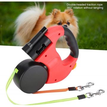 LED-utdragbar hund koppel-dubbel-headed leash