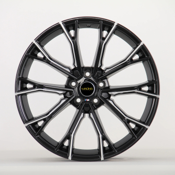 Wheelshome 768F 18/19 Inch Staggered 5x112 & 5x120 Black and Milled Multi-spoke Alloy Rims - Auto Accessory Search