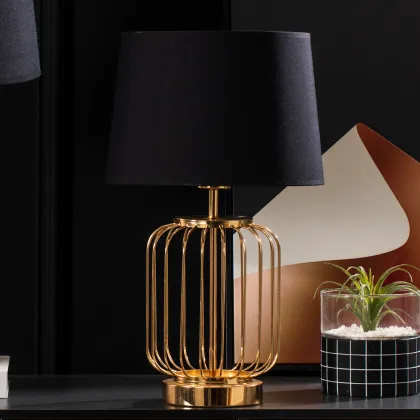 Manor Corridor Beside Decoration: Luxury Golden Iron Net Base Table Lamp for Study Desk