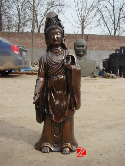 bronze standing kuan yin statue