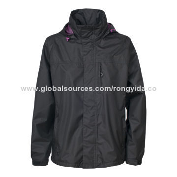 Men's Waterproof Jacket with Mesh Lining and Adjustable Concealed Hood