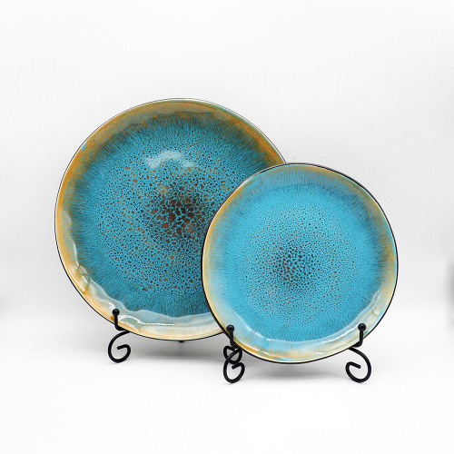 Espaços de cerâmica azul de esmalte reativo Braços de tigelas