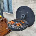 Black wall mounted corten steel bbq grills