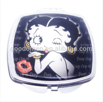 fashion round metal cosmetic compact mirror with photo frame