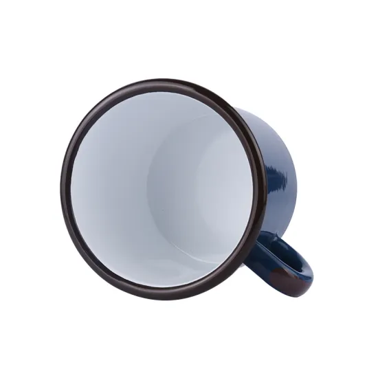 Customized Design Dotted Enamel Mug Cup with Rag-Eared Rim