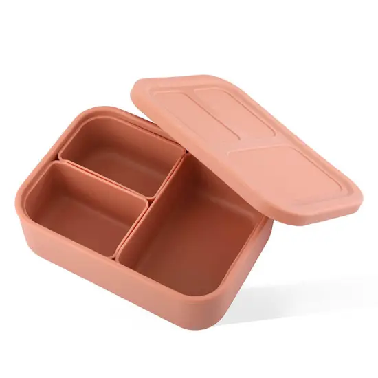 1200ml Customizable No-Smell Silicone Bento Lunch Box with Two Compartments - Microwave Safe for Adults and Kids