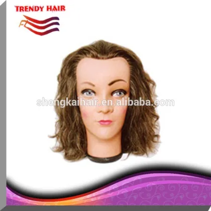 Quality human hair training head blond