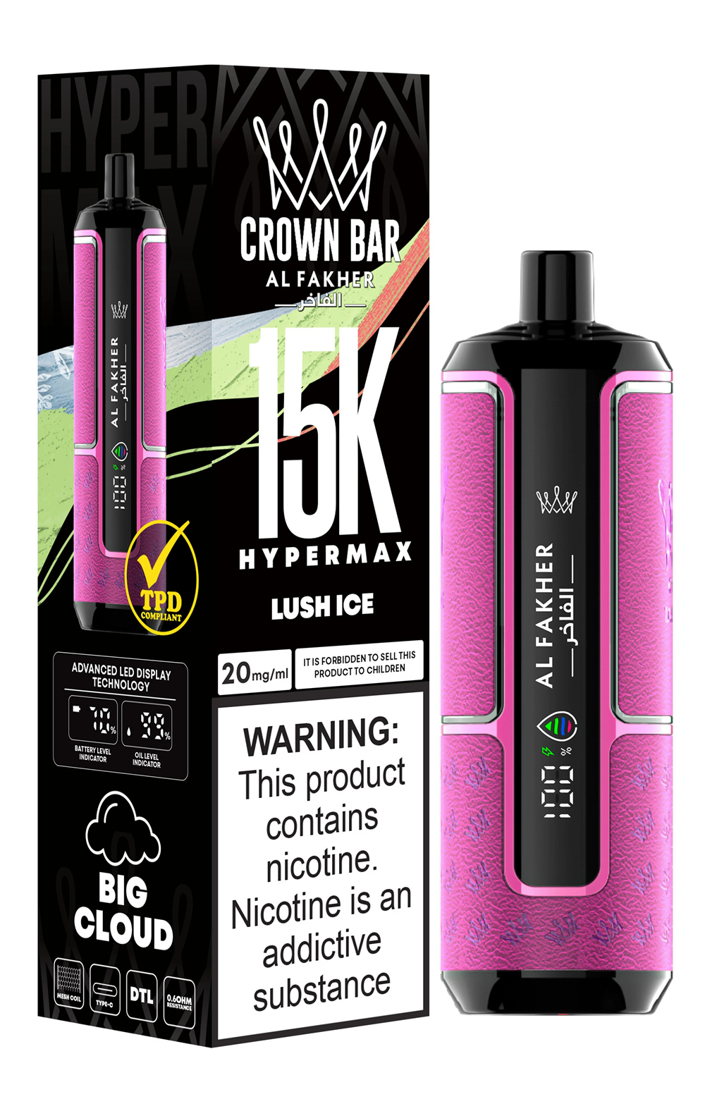 Alfakher 15K Puffs Hypermax Crown Bar LED Display