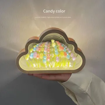DIY Cloud Night Light Mirror with Tulip Design: A Multi-Occasion Gift Idea for Girls