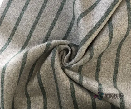 Green Vertical Stripe 100% Wool Fabric