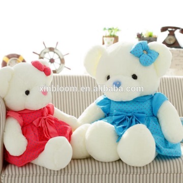 2016 stuffed bear with clothes and colros ribbon suitable for the valentine's day and some party gift