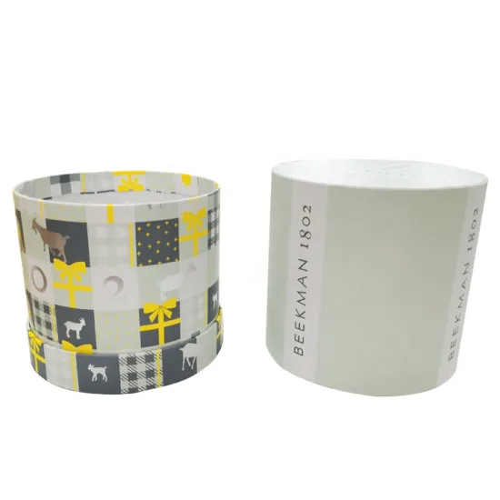 Flat edge shinny sliver foil Paper round box