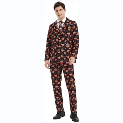 Funny Men`s Jacket Outfit with Tie Pants