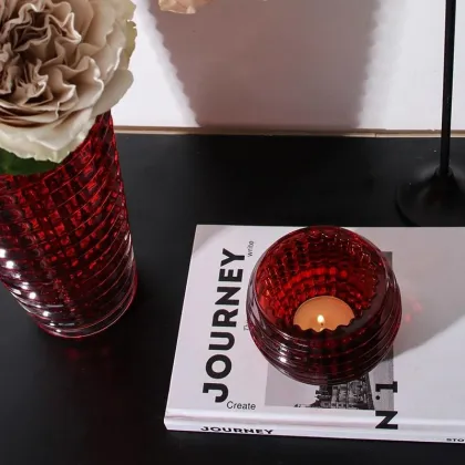 Handmade Baccarat Art Candlestick - Circular Crystal Glass Candle Holder for Home & Wedding Decorations