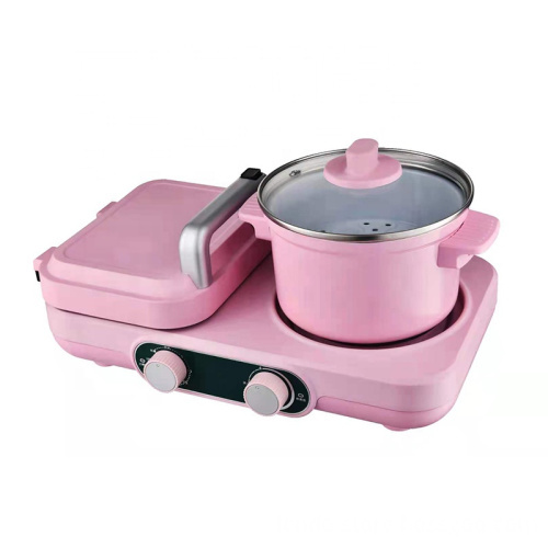 2-in-1 Multifunctional Breakfast Maker with Sandwich Plates, Frying Pan, and Cooking Pot