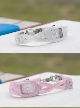 rose gold three hands women ceramic watch