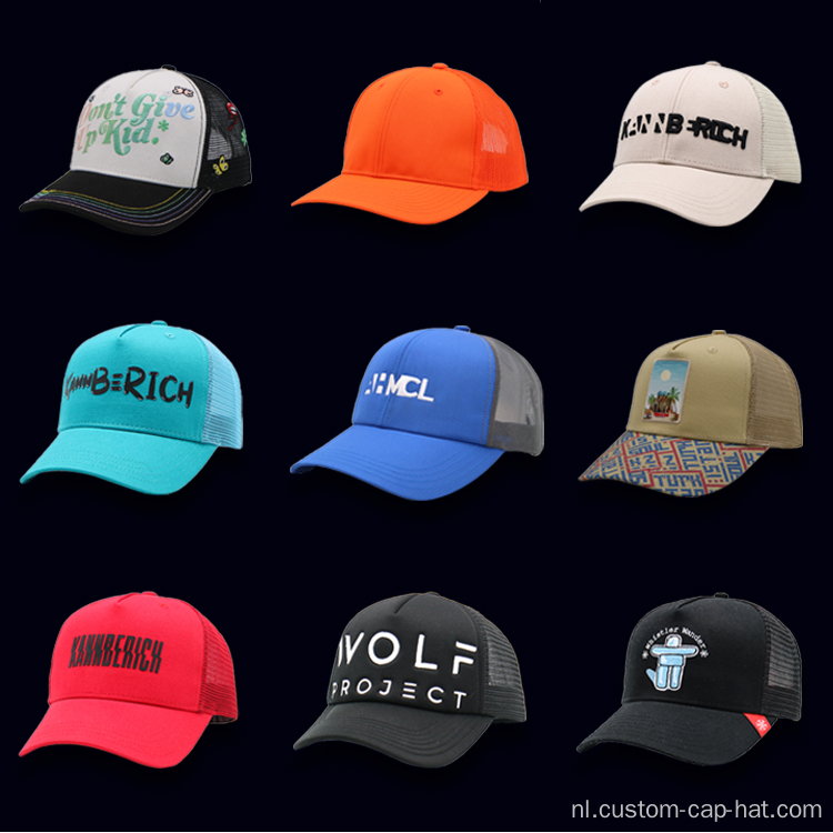 Op maat gemaakte geborduurde mesh trucker hoed