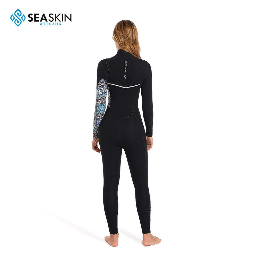 Seaskin Womens 4/3mm Stretch Steamer High Elastic Wetsuit Penuh