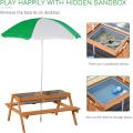 Wooden Bench with Sandbox Removable Outdoor Picnic Table
