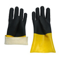 Желтая и черная перчатка покрыта из ПВХ