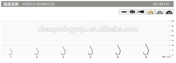 High Carbon Steel , KEIRYU BARBLESS Fishing Hook