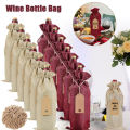 Reusable coarse hemp linen twine wine gift bag