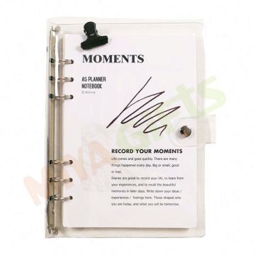 Transparent PVC Custom Silver Ring Planner Notebook Cover - A5/A6/A7 Compatible