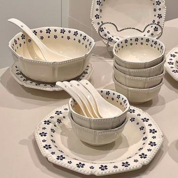 Vintage Elegance Ceramic Dinner Set with Floral Patterns