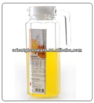 Shanghai popular 1L high clear juice octagonal glass jug