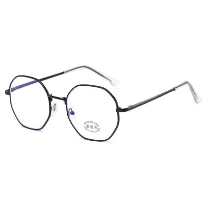 2024 New Blue Light Flat Mirror Metal Glasses Frame Retro Polygonal Glasses