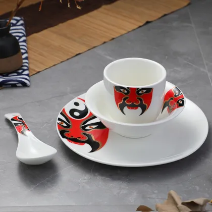 Royal Gold Ceramic Dinnerware Set - Custom Vintage Plate Tableware for Restaurants