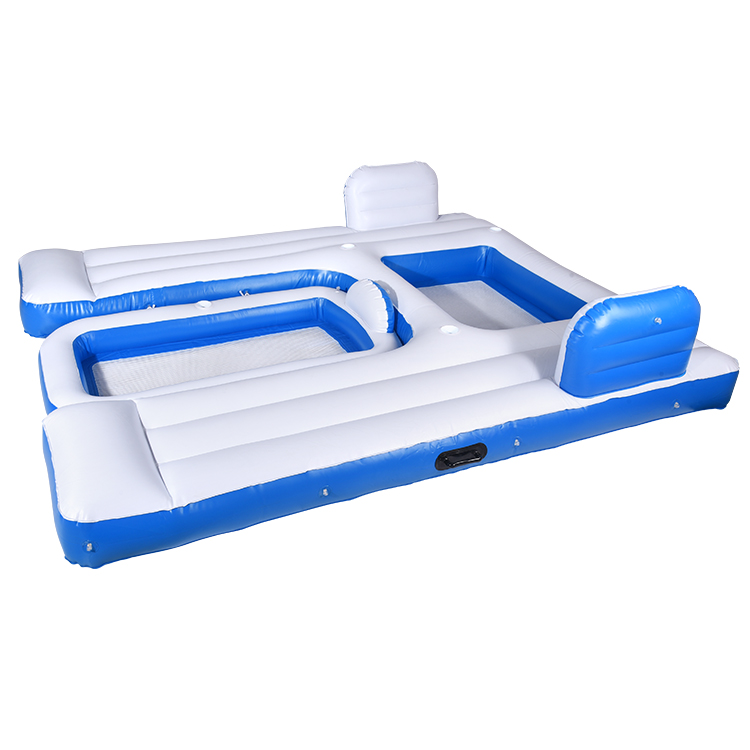 White Inflatable floating island 5 people floating island