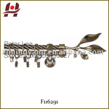 F116291 metal iron aluminium stainless steel brass telescopic aluminum adjustable double aluminum curtain rail
