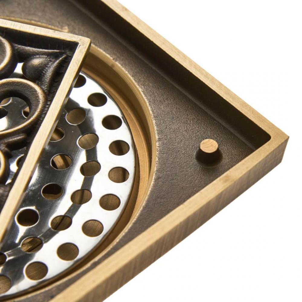 욕실 복고풍 광장 10cm 골동품 구리 색상 황동 탈취제 바닥 배수구