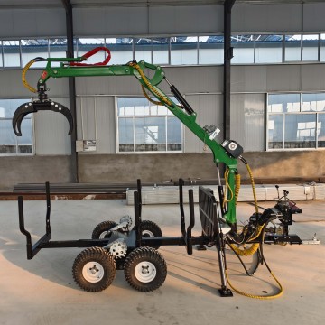 ATV Forest Remote 4WD Wheel Log Skidding Trailer with Crane Grapple